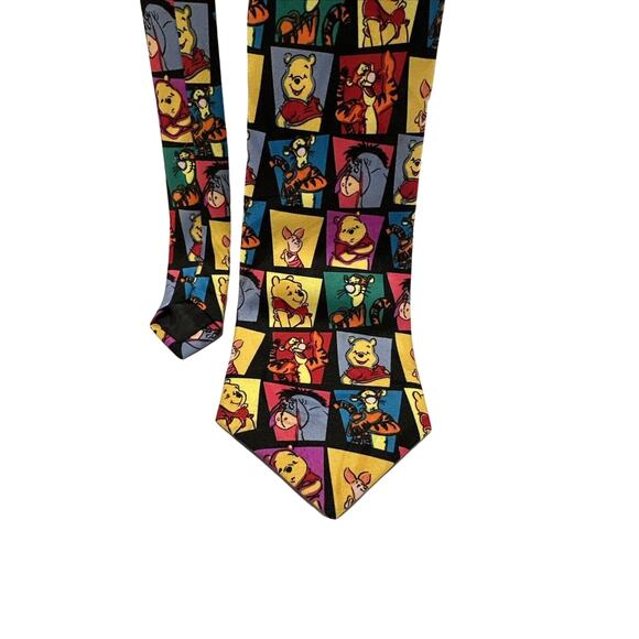 Winnie-the-Pooh‎ Tigger Disney Colorful VTG 90s Black Blocked Mens Neck Tie - Picture 1 of 6